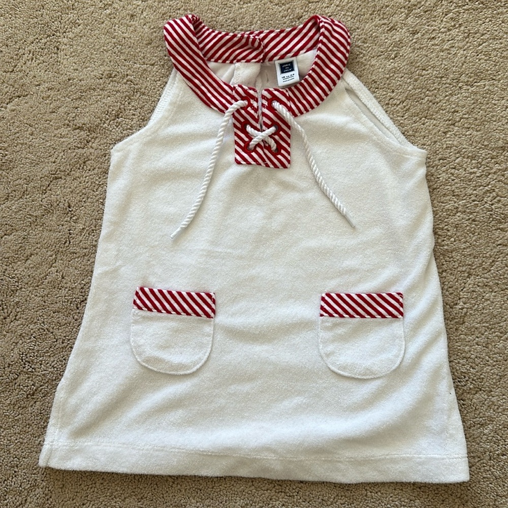 Janie and Jack red and white terry cloth swim coverup size 18-24 months